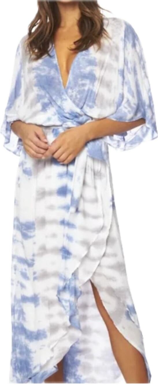 Young Fabulous & Broke Isla Sky Frequency Tie Dye Faux Wrap Maxi Dress